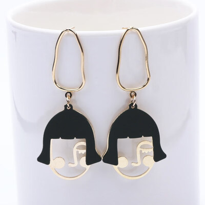 

EK423 Unique Design Korean Fashion Jewelry Personalized Hollow Face Abstract Wink Facial Earrings For Women Oorbellen Pendientes