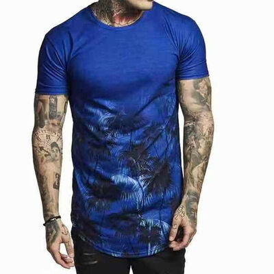 

Mens Floral T-Shirts Slim Fit Crew Neck Muscle Tops Casual Blouse Tee