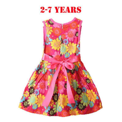 

Toddler Kids Girls Summer Princess Floral Lace Pierced Party Dress Age 2-7 Years