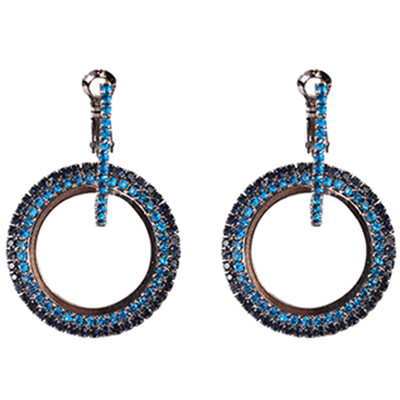 

New Luxury Fashion Round Blue Diamond Earrings Women Glitter Stud Earring