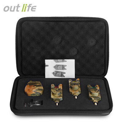 

Outlife JY - 35 - 3 Wireless Camouflage Fishing Bite Alarm Set with Receiver Case