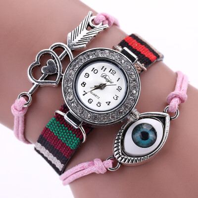 

Hand-woven canvas cupid arrow bracelet watch female students national characteristics casual eyes winding table tide tab