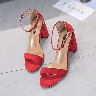 

Ins sandals womens summer Korean version of the bolder with fairy wind a word with high heels female