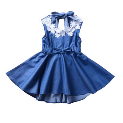 

Summer Princess Lace A-Line Dress Girl Bowknot Backless Sleeveless Sundress