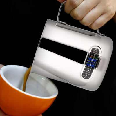 

600ml Stainless Steel Coffee Milk Frothing Pitcher with Thermometer Stainless Steel Coffee PitcherCoffee Pitcher