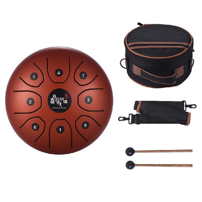 

8 Inch Compact Size 8-Tone Steel Tongue Drum C Key Percussion Instrument Hand Pan Drum with Drum Mallets Carry Bag