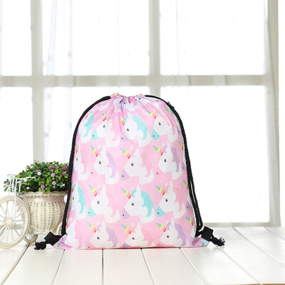

Cute Unicorn School Bag Women Girl Drawstring Backpack Handbag Rainbow Unicorn Sport Bags Travel Backpack