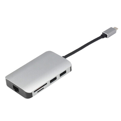 

Type-c Adapter USB HD RJ45 Port Converter TF SD Memory Card Reader High Speed USB30 Hub 8 In 1