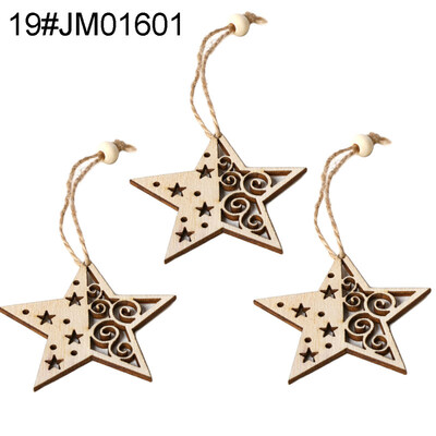 

3Pcs Wooden Hollow Blank Slices Pendants DIY Crafts Christmas Tree Ornaments
