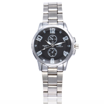 

Womens two-eye alloy steel belt watch fashion casual stone