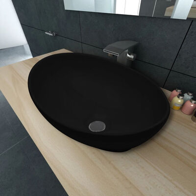 

Luxury Ceramic Basin Oval-shaped Black 161"x134