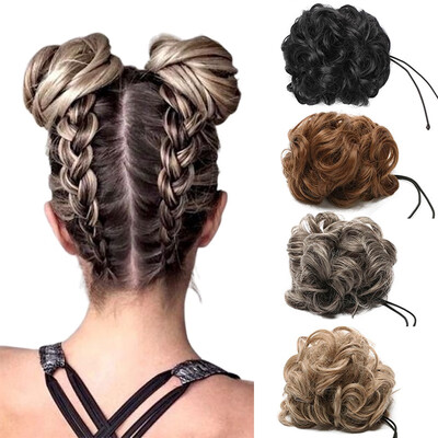 

Real Natural Curly Messy Bun Hair Piece Scrunchie Updo Hair Extensions