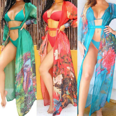 

Womens Bikini Cover Up Swimwear Beach Maxi Wrap Skirt Sarong Kimono Long Dress
