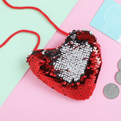 

Tailored Fashion Women Child Sequins Hearted-Shape Coin Purse Card Holder Crossbody Bag