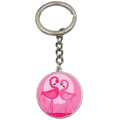 

Party Girl School Bag Pink Flamingo Creative Keychain Time Gemstone Keychain