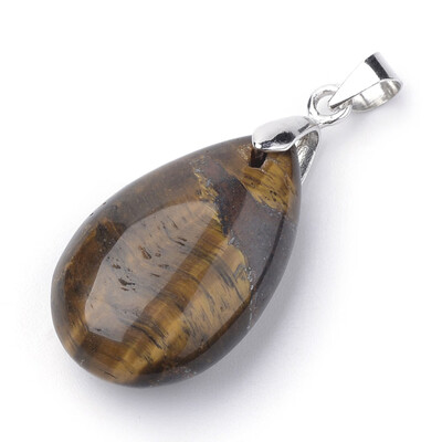 

Natural Tiger Eye Pendants with Alloy Findings Drop Platinum 2324x14x8mm Hole 4x5mm