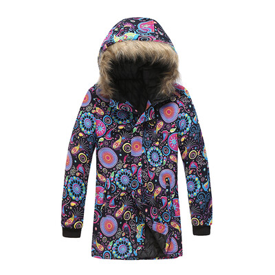 

Winter Mens Vintage Printed Jacket Warm Fur Collar Outerwear Hooded Coat Parka