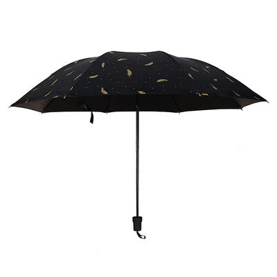 

Simple Feather Pattern Three Folding Sunscreen Umbrella Windproof Parasol
