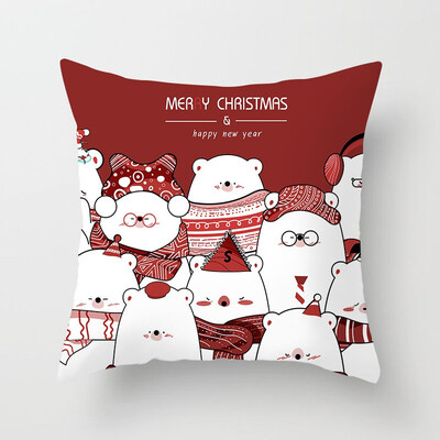 

Gobestart New Christmas Elk Santa Claus Christmas Tree Printing Cushion Home Pillowcase