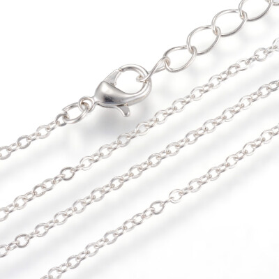 

Iron Cable Chains Necklace Makings with Lobster Clasps Soldered Platinum 196"50cm