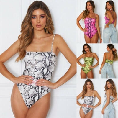 

Women Summer Sexy Snake Print Backless Monokini Tankini One-Piece Straps Swimsuit Swimwear Beachwear Bathing Suit