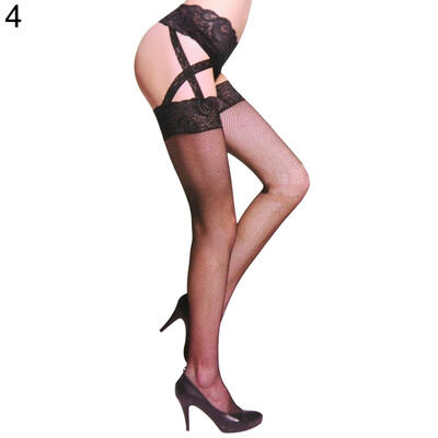 

Womens Sexy Garter Thigh High Stockings Lace Patchwork Over the Knee Socks