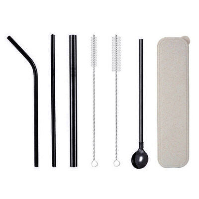 

4Pcs Reusable Bent Straight Drinking Straws Stainless Steel Party Bar Accessory