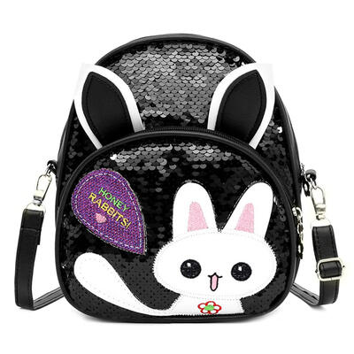 

Cute Rabbit Ear Sequins Backpack Girls Kids School PU Leather Knapsack