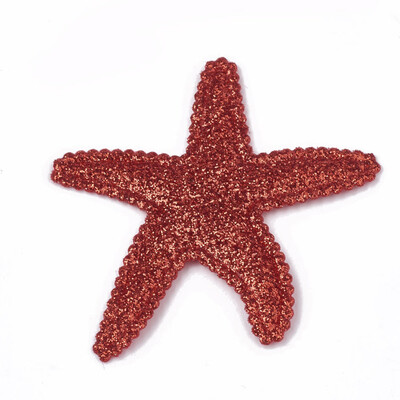 

Glitter PU Patches with Non Woven Fabric Back&Sponge Inside Starfish Red 51x60x3mm