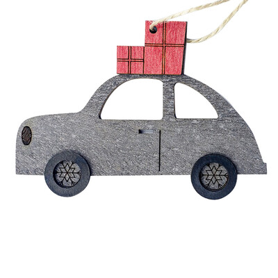 Siaonvr Christmas Decorations Wooden Painted Car Decoration Pendant