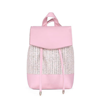 

Fashion Travel Backpacks Women Woven Knapsack PU Leather Shoulder Bags