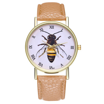 

Hardworking bee Drop shipping New Womens Fashion Geneva Roman Faux Leather Analog Quartz Wrist Watch Montre Femme Relogio