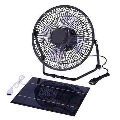 

8 Inch Cooling Ventilation Silent Fan USB 52W 6V Solar Panel Iron Fan