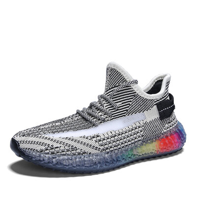 

Mens shoes mesh shoes rainbow soles mens sports shoes fashion breathable flying woven shoes