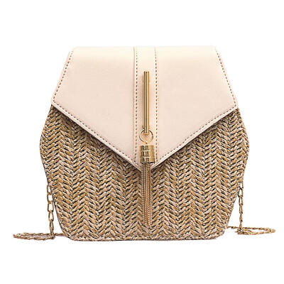 

Hexagon Straw PU Handbags Women Summer Casual Rattan Shoulder Crossbody Bag