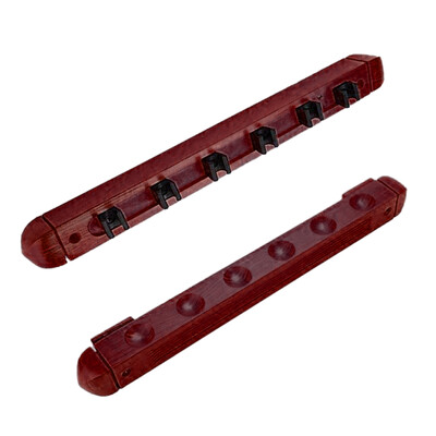

6-Cue Wall Mount Wood Cue Rack Billiard Wall Rack Hardwood Cue Sticks Holder with Pool Cue Clips