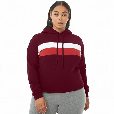 

Large size striped hooded womens sweatshirt loose head sports jacket