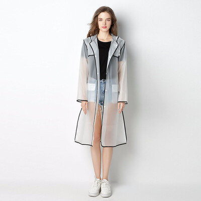 

Women Transparent Rainwear Waterproof Hoodie Raincoat With Pocket Outdoor