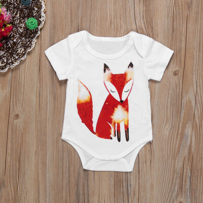 

Newborn Kids Baby Boy Girl Fox Print Jumpsuit Romper Bodysuit Outfits Clothes
