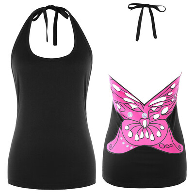 

Nomeni Womens Sexy Off Shoulder Butterfly Pattern Open Back Halter Tank Tops Blouse