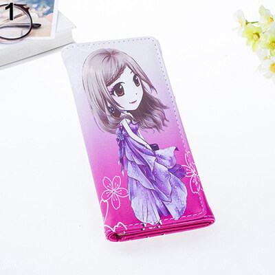 

Women Cartoon Girl Faux Leather Hasp Long Wallet ID Credit Card Holder Purse