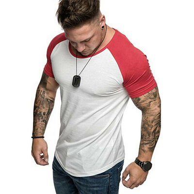 

Fashion Mens Casual Fit Short Sleeve Slim Muscle Bodybuilding T-shirt Tee Tops
