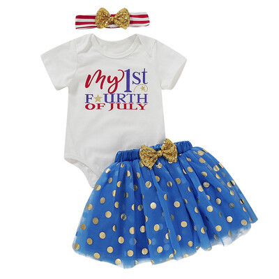 

Infant 0-12 Month Baby Girls Dress Set 3Pcs Romper Tutu Headband Cute Toddler Clothing Letter Birthday Party Dresses
