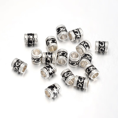 

Alloy European Beads Enamel Tube Silver Color about 7mm wide 85mm long hole 5mm