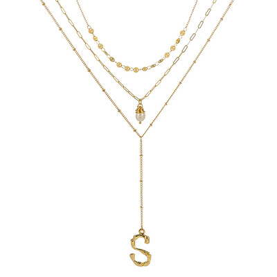

Gold Color Initial natural freshwater pearl Necklace Personalized Letter Necklace Jewelry For Women Accessories Girlfriend Gift