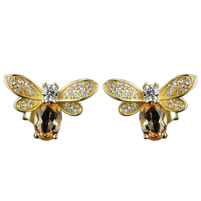 

Cute Lovely Rhinestone Honey Bee Crystal Earrings Animal Ear Stud Jewelry Newly