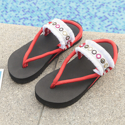 

People word drag thick sod sandals female summer famous family outside the wind wearing flat-bottomed beach vacation beach shoes w