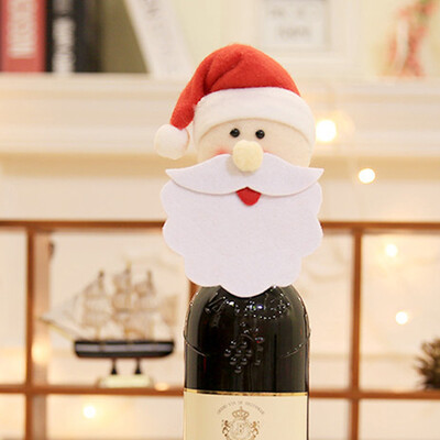 

Toponeto Christmas Decor Red Wine Bottle Cover Decoration Home Party Santa Claus