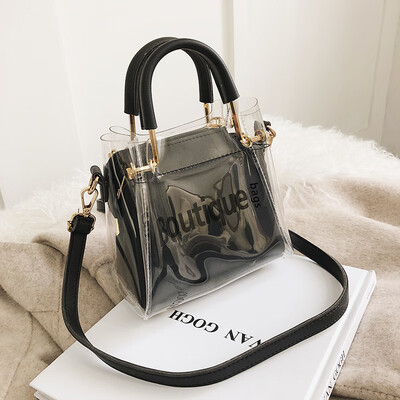 

Net red summer jelly bag new 2019 Korean version of Joker portable small transparent bag shoulder slung texture bag