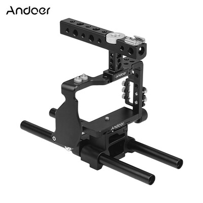 

Andoer Camera Cage & Top Handle & 15mm Rod Baseplate Kit Film Movie Making Video Cage Stabilizer Aviation Aluminum with Cold Shoe